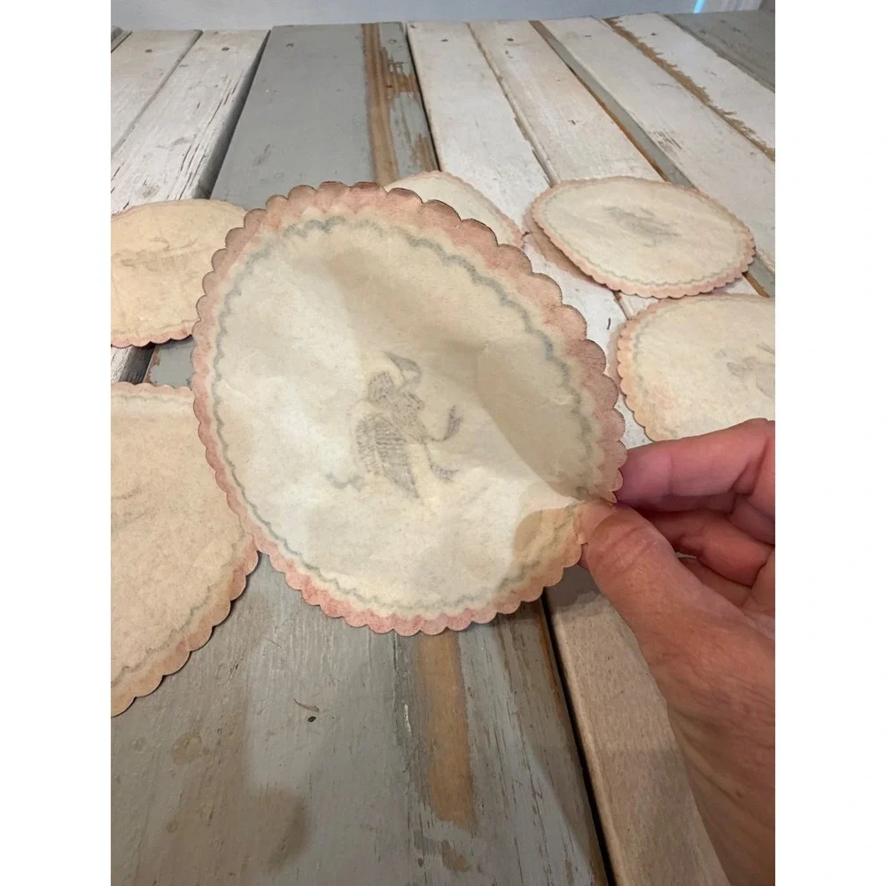 Vintage Canada Goose Felt Coasters Set of 6 Red Green Scalloped Edge 6 Inch